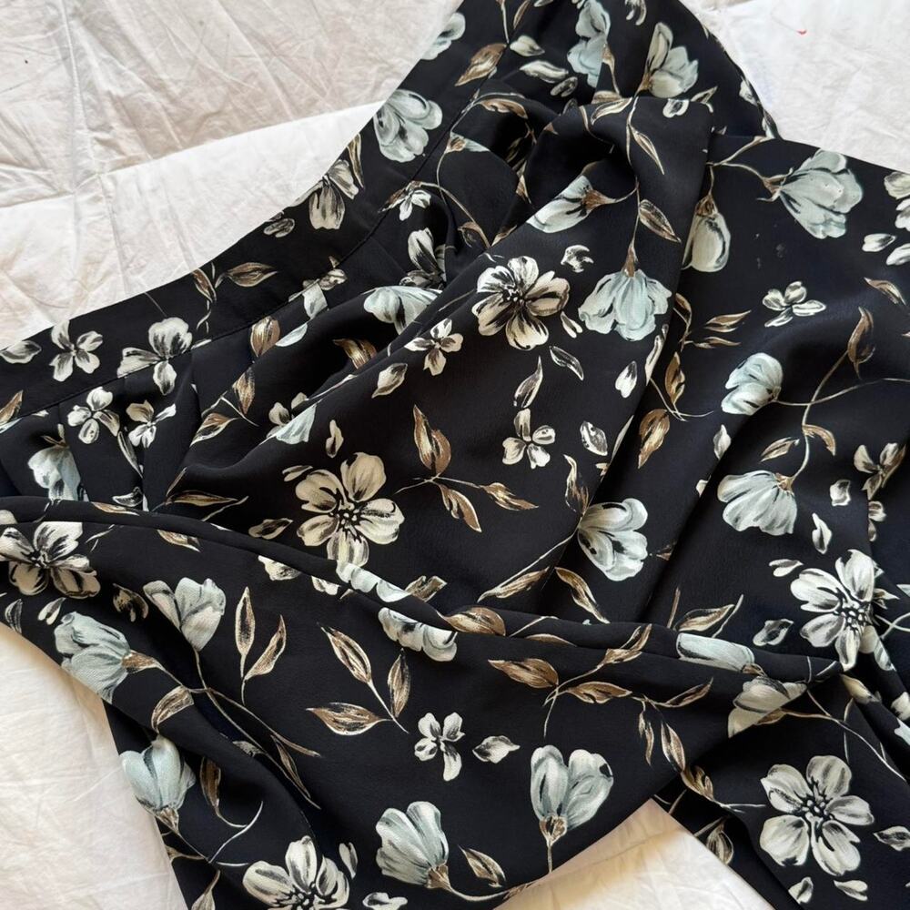 Vintage 90s black floral midi skirt size 26 elastic dark cottagecore romantic - Picture 8 of 8